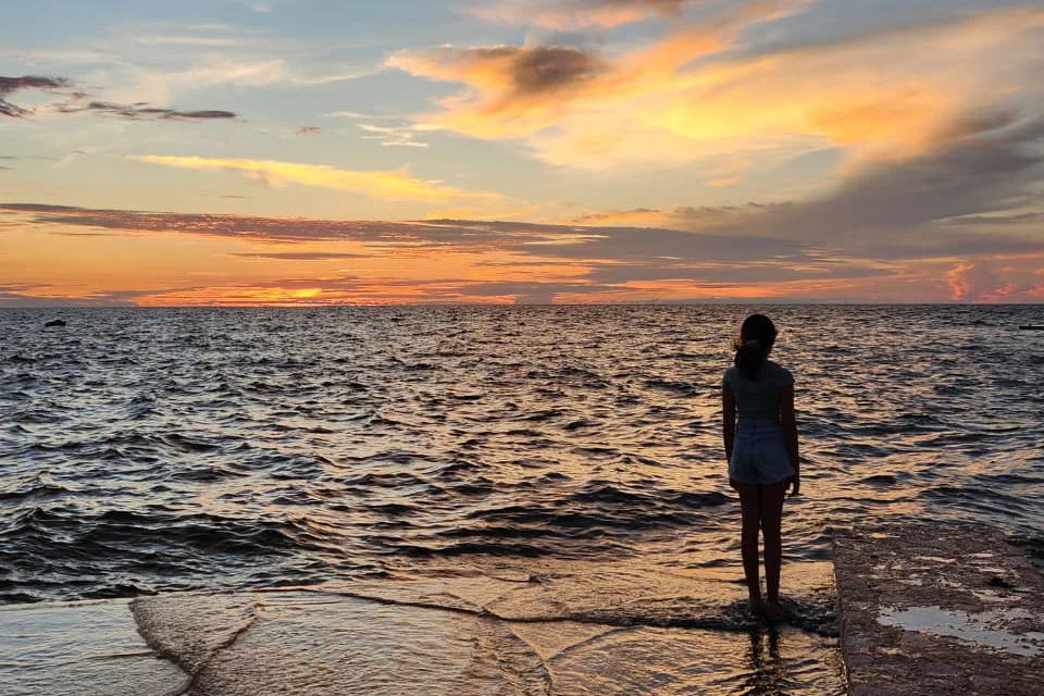 Atardecer sobre el Golfo de México desde el malecón de Campeche